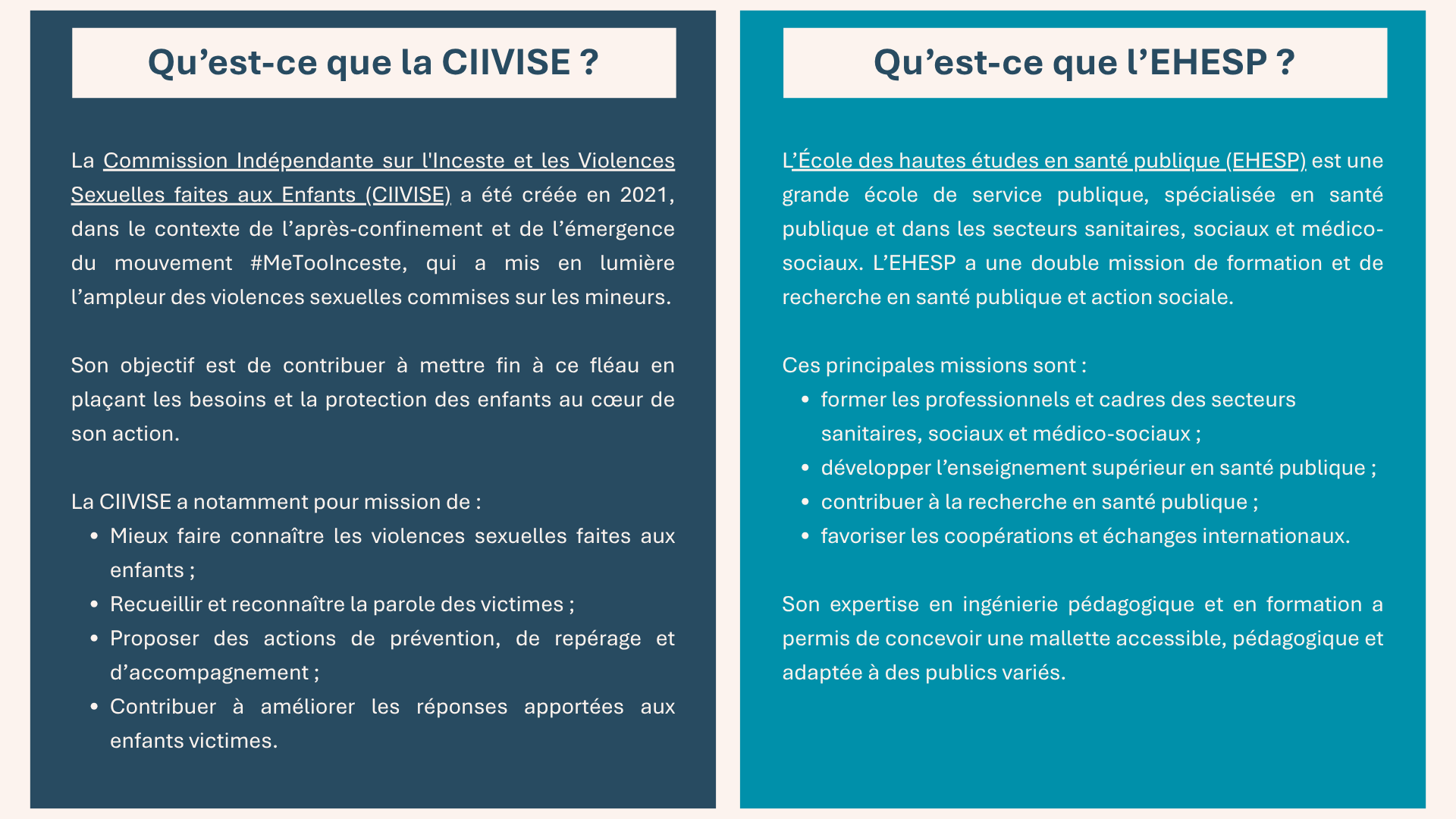 Qu'est-ce que la CIIVISE ? Qu'est-ce que l'EHESP ?